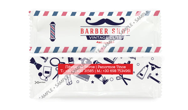 Barber Theme 1 Refreshing Individually Packed Wet Wipes - Box of 1000 Wipes - Sachet 16x5 cm