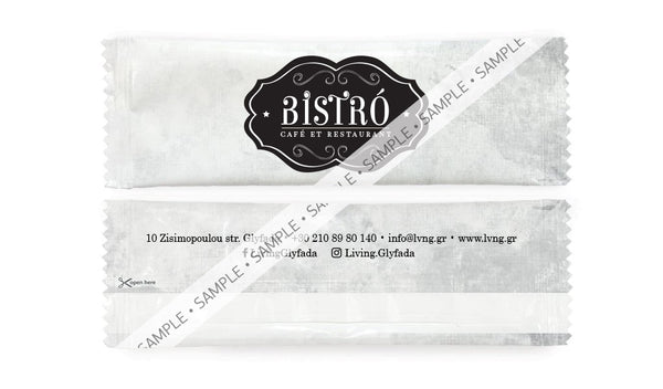 Restaurant Grey Abstract Theme Refreshing Individually Packed Wet Wipes - Box of 1000 Wipes - Sachet 16x5 cm