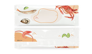Fish Restaurant Theme 4 Refreshing Individually Packed Wet Wipes - Box of 1000 Wipes - Sachet 16x5 cm