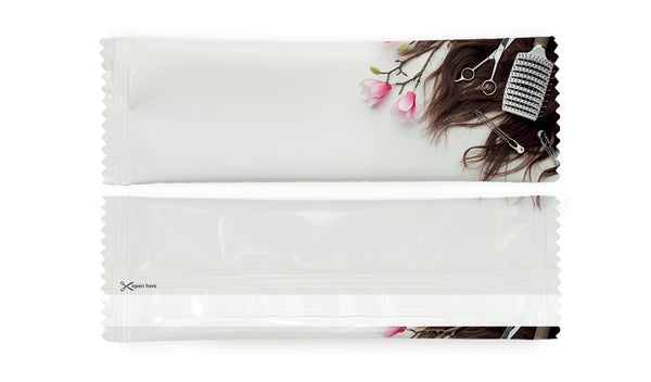 Hair Salon Theme 1 Refreshing Individually Packed Wet Wipes - Box of 1000 Wipes - Sachet 16x5 cm