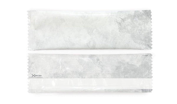 Restaurant Grey Abstract Theme Refreshing Individually Packed Wet Wipes - Box of 1000 Wipes - Sachet 16x5 cm